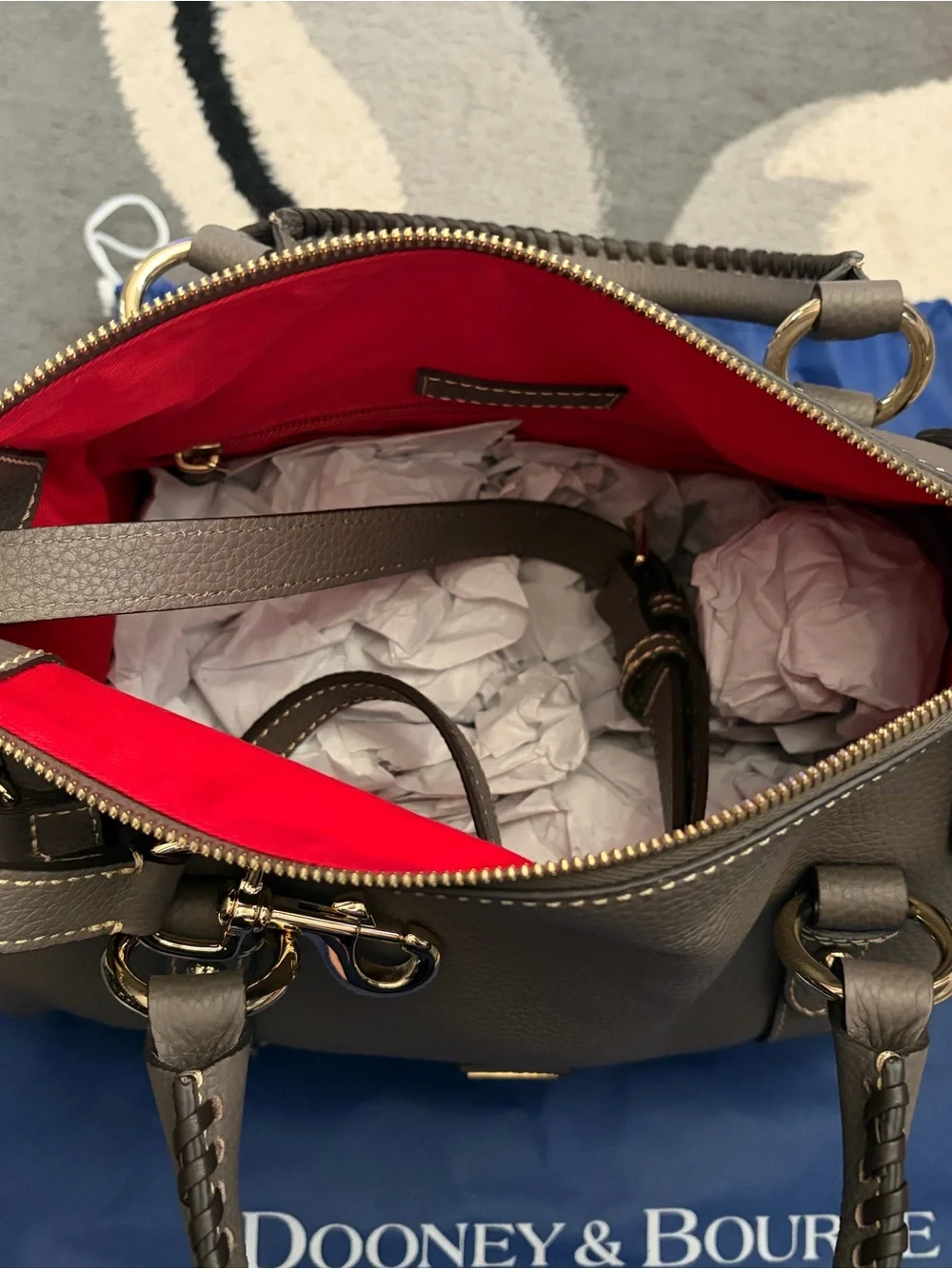 Dooney & Bourke Pebble Leather Satchel in Taupe